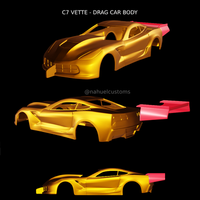 c7 vette - drag car body game outlaw no prep formula racing slot rc r c custom diecast model kit 3d print model - Mito3D