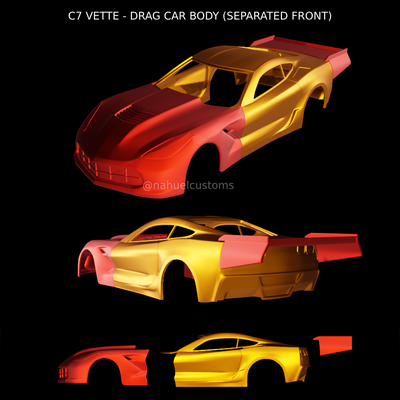 c7 vette - drag car body separated game outlaw no prep formula racing slot rc r c custom diecast model kit 3d print model - Mito3D