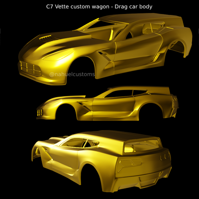 c7 vette custom wagon - drag car body diecast model kit racing pro street slot rc r c mod modified stock dragster 3d print model - Mito3D
