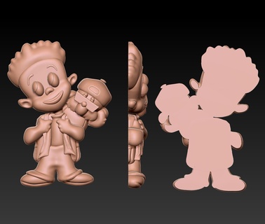 oso jamal dibujos animados animado 2d pared alivio escultura niños 90skid 3d resina 3dprinted figura cnc viejodibujos 3d print model - Mito3D