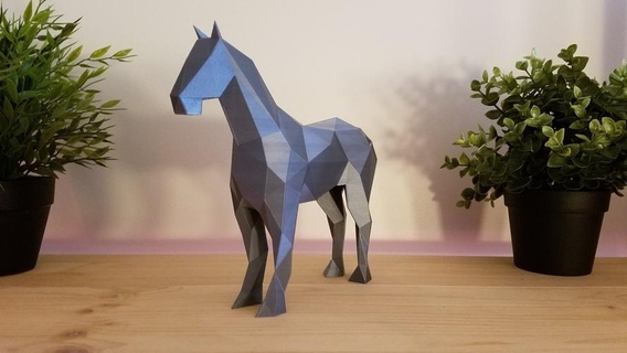 caballo bajo poligonaje low poly origami 3d print model - Mito3D