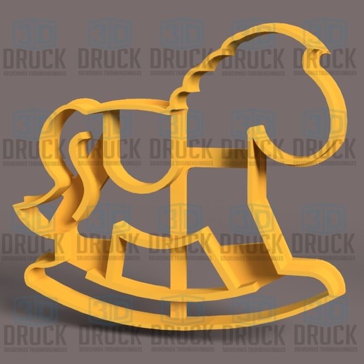 caballo mecedora - cheval à bascule l'emporte-pièce la maison bébé bebe cortante galleta cutter cookie 3D print model - Mito3D