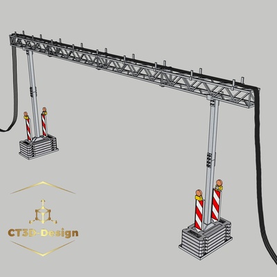 cable puente 1 14 faros lámpara generador excavador camión volquete tráfico ligero construcción sitio luces 3d print model - Mito3D