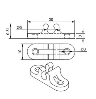 cavo morsetto 5mm gestione presa fisso 3d print model - Mito3D