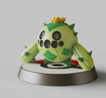cacnée ventilateur art pok lun figurine pokemon Jeu cacturne cactus maractus vibré survolant Pokémon légendes arceus évolution fanart nintendo 3d anime 3d print model - Mito3D