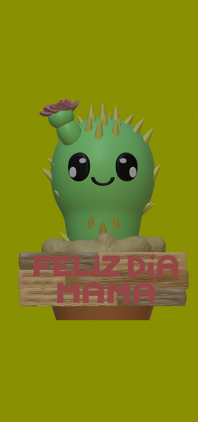 cactus póster mamá madre contento día maceta planta arte juguete juguetes 3d print model - Mito3D