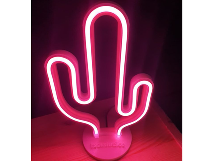 cactus 18cm neon lamp frame stand led night 3d print model - Mito3D