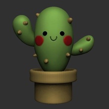 cactus cute art free storey pot karaoke keychain kawai jannie 3d print model - Mito3D