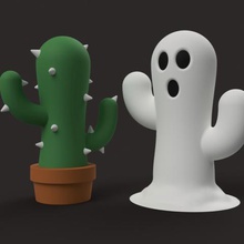 cactus fantasma art de halloween spooky 3d print model - Mito3D
