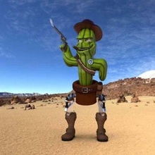 Kaktus Joe 3D Skulptur Cowboy Wüste Spiele 3d print model - Mito3D