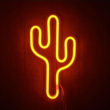 cactus neon led decoration table poster 3d print model - Mito3D