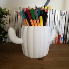 cactus pencil pot home cup case pen holder desk organizer stand work office 3d print model - Mito3D