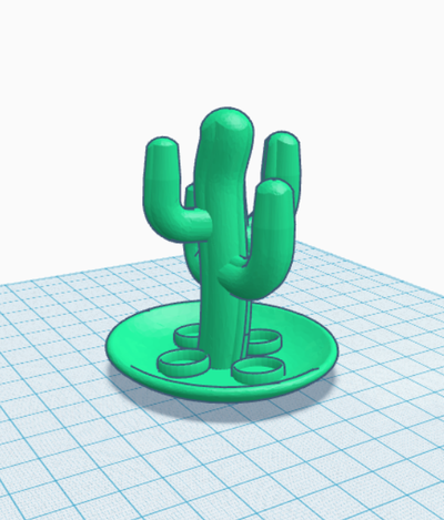 cactus ring holder jewelry rings earrings bracelets cute cool green 3d print model - Mito3D