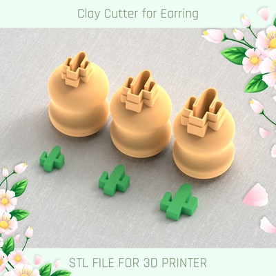 cactus spring mini clay cutter tools earring 3d print model - Mito3D