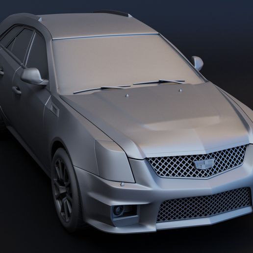 cadillac cts v vagão 2 versões stl 3d impressão arte carro automotivo roda veículo cromada esporte sedan impressora prato 3D print model - Mito3D