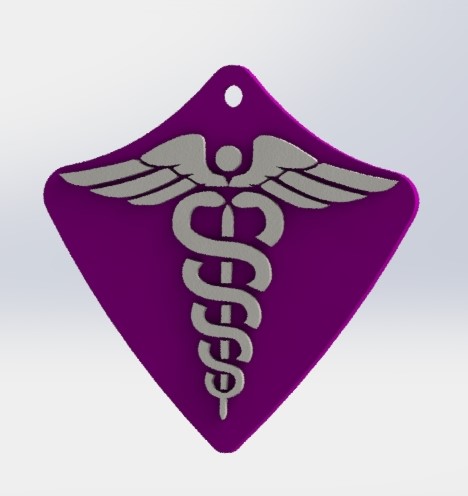 caduceus symbol keychain medicine 3D print model - Mito3D