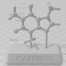 caffeine art chemical molecule model 3d print model - Mito3D