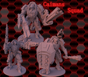 caimans tag squad infninityfanart s4 miniature stl sword equipment robot remote nomad tabletop 32mm scale 3d print model - Mito3D