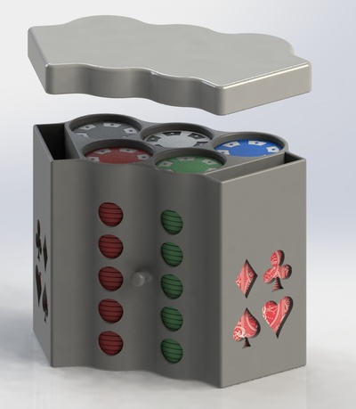 caja abs fichas de poker spiel kartons wetten kasino juego farben mazo professionell las vegas halt em 3d print model - Mito3D