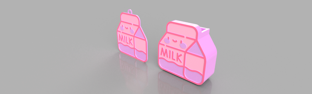 petites boîtes Lait kawaii arête lapicero petite boîte icône 3d print model - Mito3D