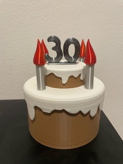 cake 30th box casket birthday present 30s 3d print model - Mito3D