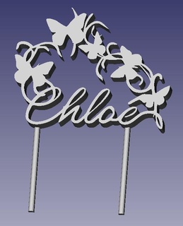 cake door decoration chlo 's name chloe 3d print model - Mito3D