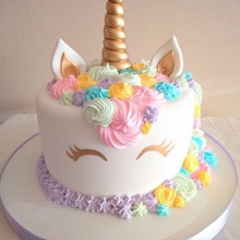 gâteau haut de la licorne face à kit maison d'anniversaire joyeux anniversaire 3d print model - Mito3D