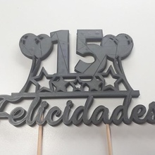 cake topper 15 balloons stars english spanish various 3d print model - Mito3D