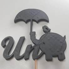 cake topper 1 ito elefante english spanish various year elephant 3d print model - Mito3D