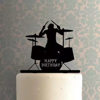 cake topper adorno torta - hombre baterista pastel cumple os bateria batero instrumento musica chico boy drum 3d print model - Mito3D