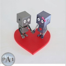 cake topper bots love robot cute couple 3d print model - Mito3D