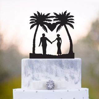bolo chapéu coco decoração feriado casal enfeite aniversário Casamento praia lua mel amar Palma 3d print model - Mito3D