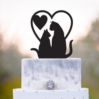 cake topper - couple kittens ornament birthday cat mascot pets 3d print model - Mito3D