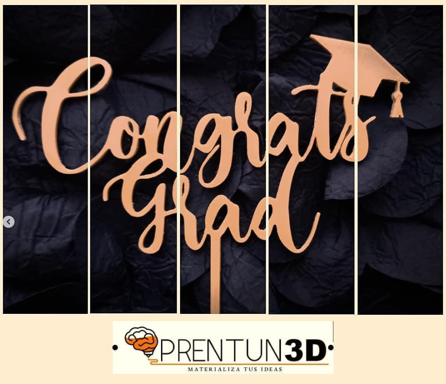 cake topper congrats grad graduation prom 3D print model - Mito3D