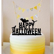 topper della torta di halloween casa decorazione cake bat deco happy toppers 3d print model - Mito3D
