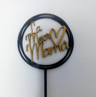 Kuchen Topper la Beste Mutter dia las Madres Mama Party Geburtstag 3d print model - Mito3D