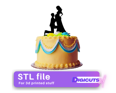 cake topper pregnant couple stl weeding moon san valentines bride bridenant 3d print model - Mito3D