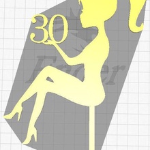 cake toppers girl 30 seated woman 3d print model - Mito3D
