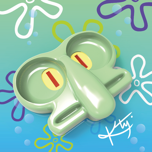 calamardo cenicero Moda calamar codicioso memes Bob Esponja pantalones Cuadrados 3D print model - Mito3D