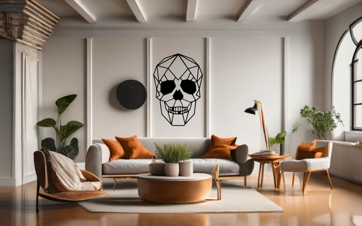 calavera crâne 2d 3d art silhouette décoration géométrie 3d print model - Mito3D