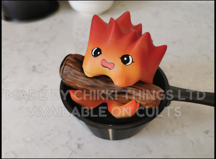 calcifer howls moving castle anime ghibli cute demon fire ornament gift idea art toy mini sculpture 3d print model - Mito3D