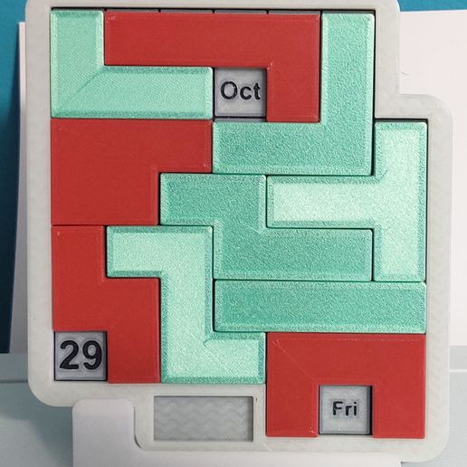 calendar puzzle game tiles perpetual 3D print model - Mito3D