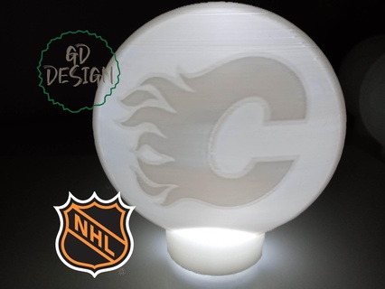 Calgary chamas hóquei disco luz cor Chá leve nhl Esportes 3d print model - Mito3D