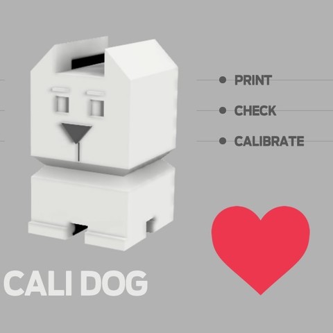 cali dog calibration various benchmark bigbox calibrate cube doggy dogs measure test torture 3D print model - Mito3D