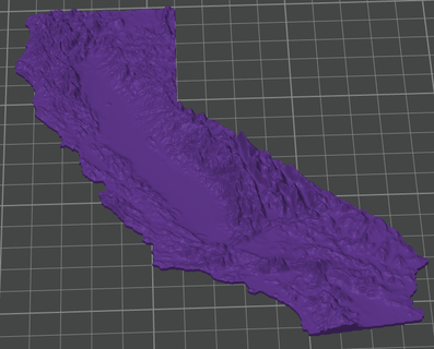 Califórnia topo mapa mapa topo Califórnia parede arte montanha 3d print model - Mito3D