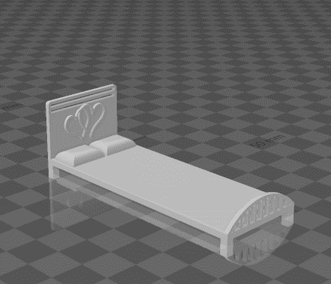 cama ternurina jogos corações nina nino juguete accesório casa 3d print model - Mito3D
