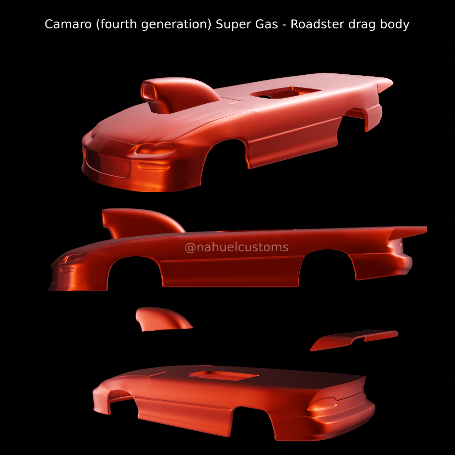 camaro geração super gás roadster arrastar corpo carro 99 2000 2001 1999 98 1998 rc fenda personalizadas diecast modelo kit quente Cajado gases corrida 3D print model - Mito3D