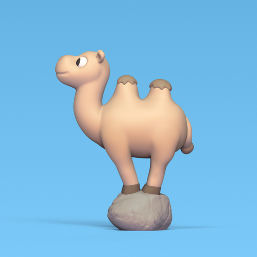 camel stone cute on sculpture animal toy art cartoon play miniatures deco sahara desert africa 3D print model - Mito3D