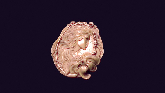 camée fille bijoux Boucle médaillon profil fonderie pendentif coulomb décorations ornementation bijou Collier broche femme 3d print model - Mito3D