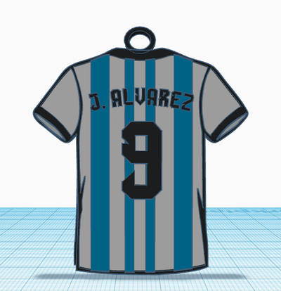 shirt alvarez 9 argentine 22 futbol équipe llavero joyer 3d print model - Mito3D